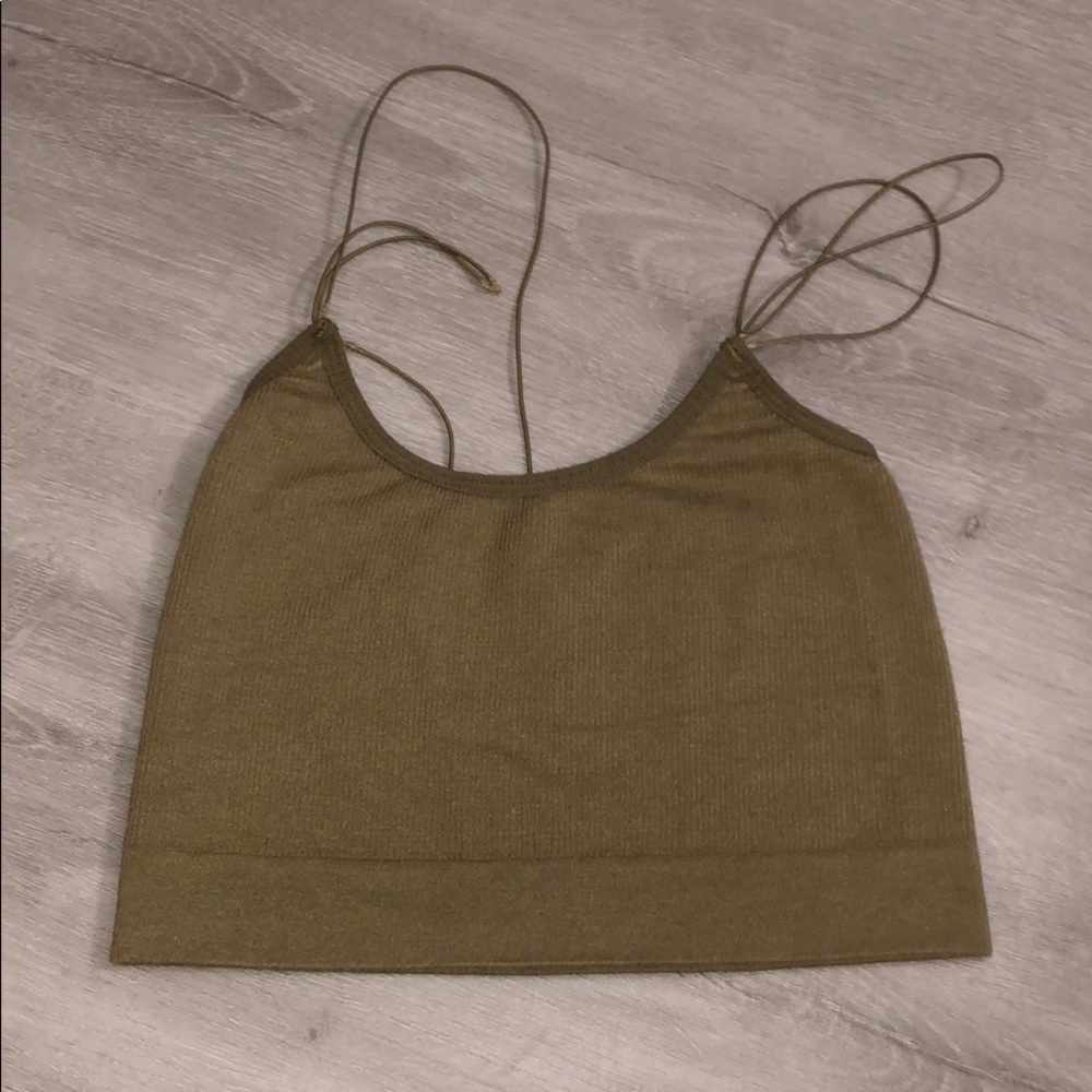 Green Cropped Urban Outfitters Basic Tank